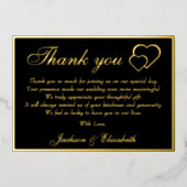 ブラックフォイルエレガントフォト結婚のサンキューカード 箔招待状 (正面)