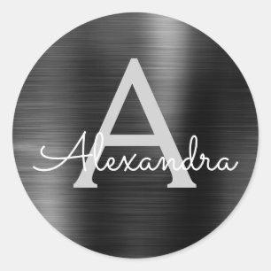 ブラックフォイルガーリーメタリモノグラムのック結婚ス ラウンドシール