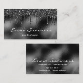 ブラックフォイルグリッタードリップメタルカスタマイズドエレガントリ 名刺 (正面/裏面)