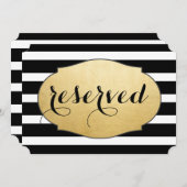 ブラックフォイルストライプスフェイクゴールドフォイル結婚ズのサイン 招待状 (正面/裏面)