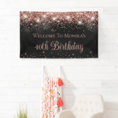 ブラックフォイルバラ金ゴールドグリッター40th誕生日へようこそ 横断幕 (インサイチュ)