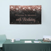 ブラックフォイルバラ金ゴールドグリッター40th誕生日へようこそ 横断幕 (トレードショー)