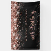 ブラックフォイルバラ金ゴールドグリッター40th誕生日へようこそ 横断幕 (縦)