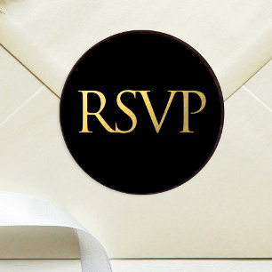 ブラックフォイルフェイクとゴールドフォイルRSVP ラウンドシール