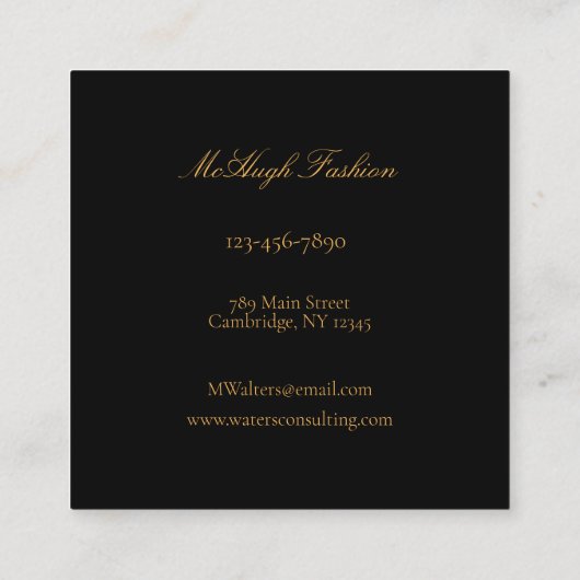 ブラックフォイルモダンスミニマルクエアバス スクエア名刺 (裏面)