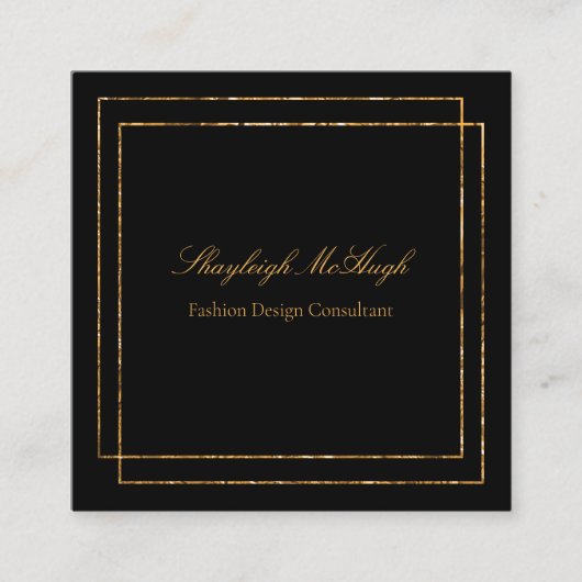 ブラックフォイルモダンスミニマルクエアバス スクエア名刺 (正面)
