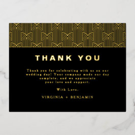 ブラックフォイルモダンフォトサンキューカード 箔招待状ポストカード