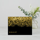 ブラックフォイル結婚式RSVP 箔シーズンポストカード (立ち正面)
