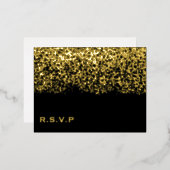 ブラックフォイル結婚式RSVP 箔シーズンポストカード (正面/裏面)