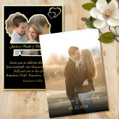 ブラックフォイル花嫁と花婿の形状フォト結婚ズ 箔招待状