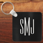 ブラックフォイル3文字モノグラム キーホルダー (正面)