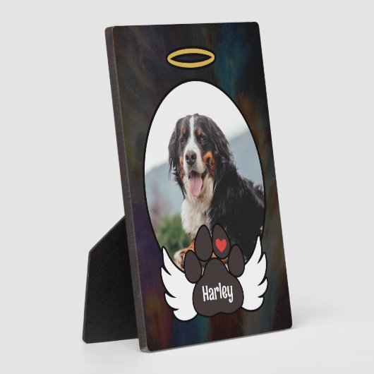 ブラックフォトエンジェルウィングズポー追加ネームドッグメモリアル フォトプラーク (側面)