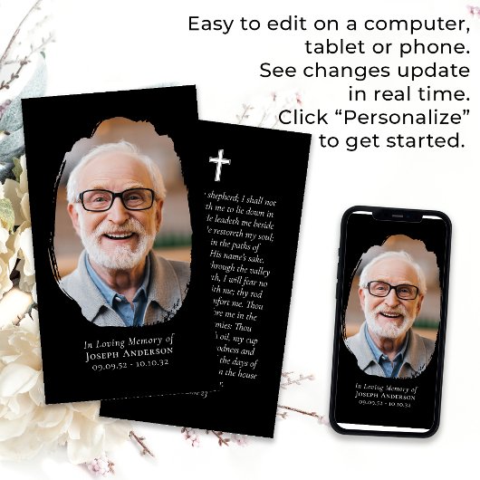 ブラックフォトクロス記念祈りの言葉カード コーリングカード