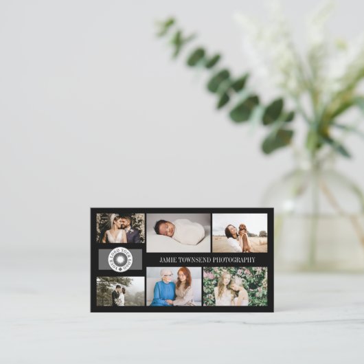 ブラックフォトコラージュプロフェッショナルフォトグラファーのロゴ 名刺 (スタンド正面)