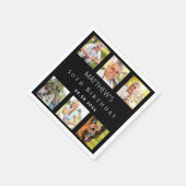 ブラックフォトコラージュ誕生日パーティー スタンダードカクテルナプキン (角)