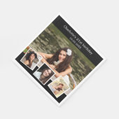 ブラックフォトコラージュ誕生日パーティー スタンダードランチョンナプキン (角)