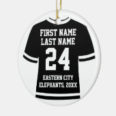 ブラックフォトサッカーサッカーホッケースポーツジャージー セラミックオーナメント (左)