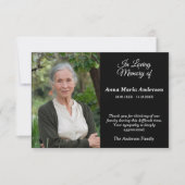 ブラックフォトソバー葬儀サンキューカード サンキューカード (正面)