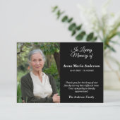 ブラックフォトソバー葬儀サンキューカード サンキューカード (スタンド正面)