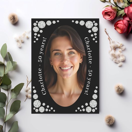 ブラックフォトダイヤモンド誕生日 招待状