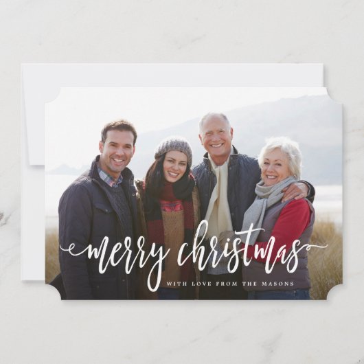 ブラックフォトホリデーでクリスマスの台本 シーズンカード (正面)