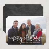 ブラックフォトホリデーでクリスマスの台本 シーズンカード (正面/裏面)
