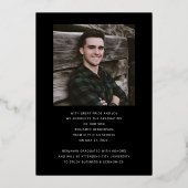 ブラックフォトボーイゴールドフォイル卒業発表 箔招待状 (裏面)