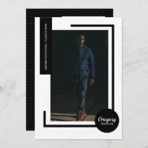 ブラックフォトモダンフォト卒業招待状