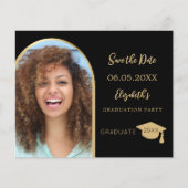 ブラックフォト卒業パーティー日付カードを保存 (正面)