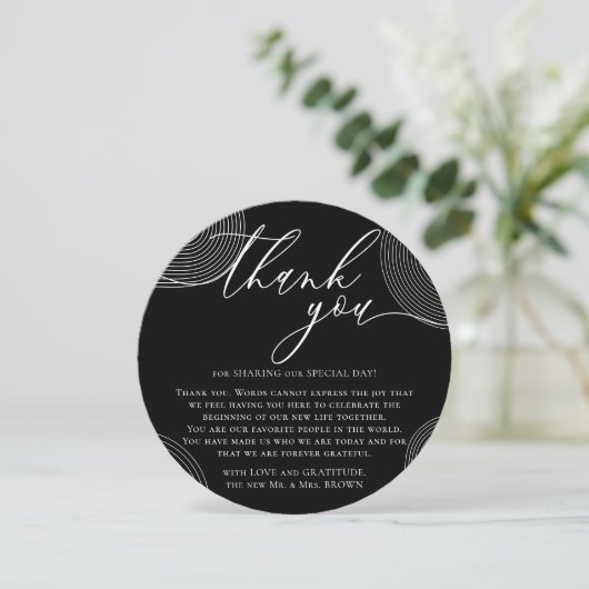 ブラックフォト幾何お祝いありがとう シーズンカード (スタンド正面)