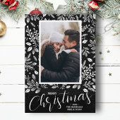 ブラックフォト葉でのメリークリスマス シーズンカード