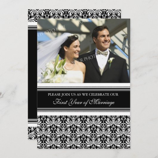 ブラックフォト1周年パーティー招待状 招待状 (正面/裏面)