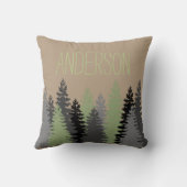 ブラックフォレストウッズパインツリー名前をカスタムする クッション (裏面)