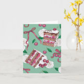 ブラックフォレストケーキグリーティングカード カード (黄色い花)