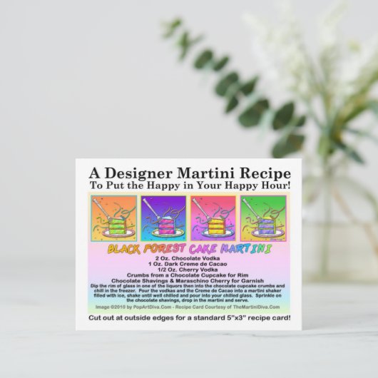 ブラックフォレストケーキマルティーニレシピカード葉書 ポストカード (スタンド正面)