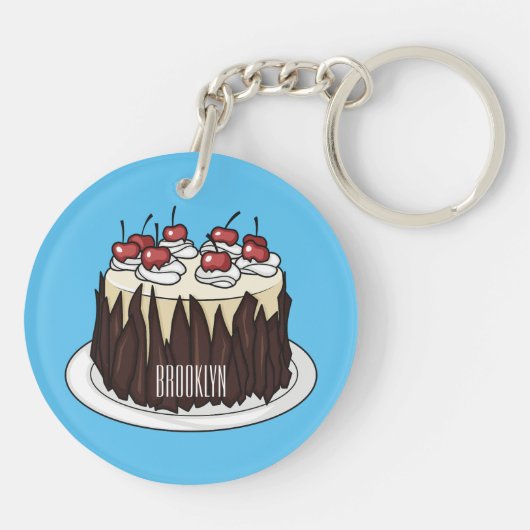 ブラックフォレストケーキ漫画イラストレーション キーホルダー (裏面)