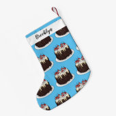 ブラックフォレストケーキ漫画イラストレーション スモールクリスマスストッキング (裏面 (吊り時))