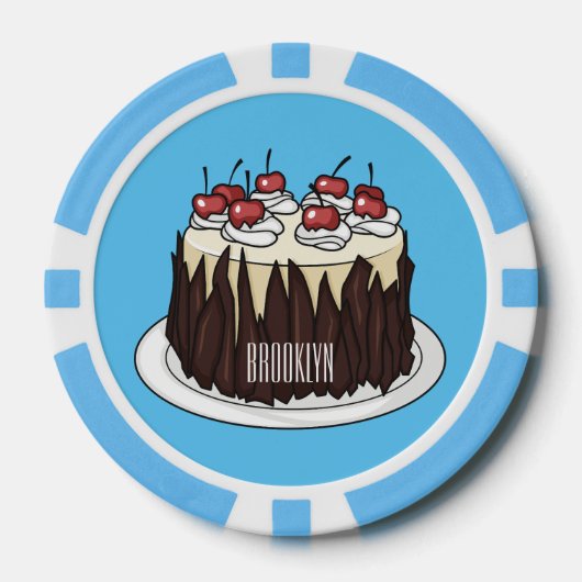 ブラックフォレストケーキ漫画イラストレーション ポーカーチップ (正面)