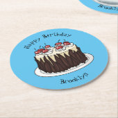 ブラックフォレストケーキ漫画イラストレーション ラウンドペーパーコースター (アングル)