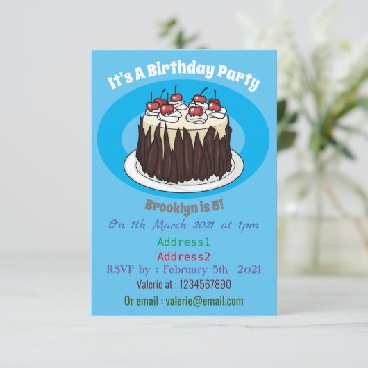 ブラックフォレストケーキ漫画イラストレーション 招待状 (スタンド正面)