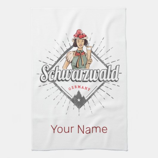 ブラックフォレストバーデンヴュルテンベルグドイツヴィンテージ キッチンタオル (縦)
