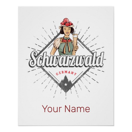 ブラックフォレストバーデンヴュルテンベルグドイツヴィンテージ ポスター (正面)