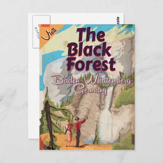 ブラックフォレストヴィンテージ旅行ポスター。 ポストカード (正面/裏面)