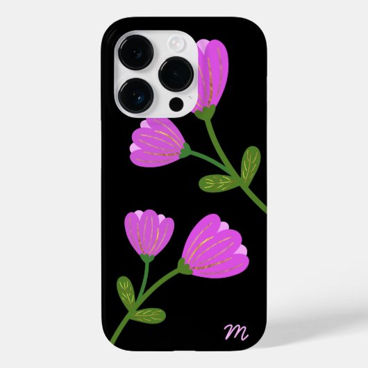 ブラックフォンにピンクの花を Case-Mate iPhoneケース (裏面)