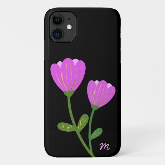 ブラックフォンにピンクの花を Case-Mate iPhoneケース (裏面)