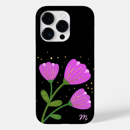 ブラックフォンにピンクの花を Case-Mate iPhoneケース (裏面)