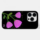 ブラックフォンにピンクの花を Case-Mate iPhoneケース (裏面 (横))