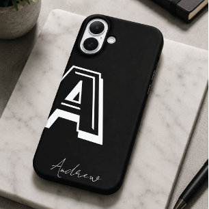 ブラックフォンケース - 名前入り iPhone 16 PLUSケース