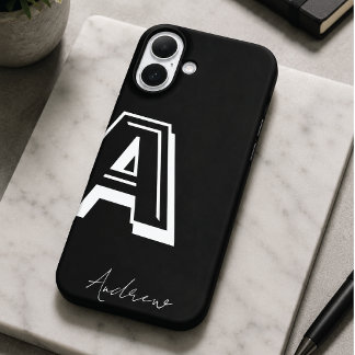 ブラックフォンケース - 名前入り iPhone 16 PLUSケース