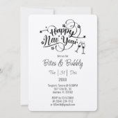 ブラックフォント新年のイブパーティー招待状 招待状 (正面)